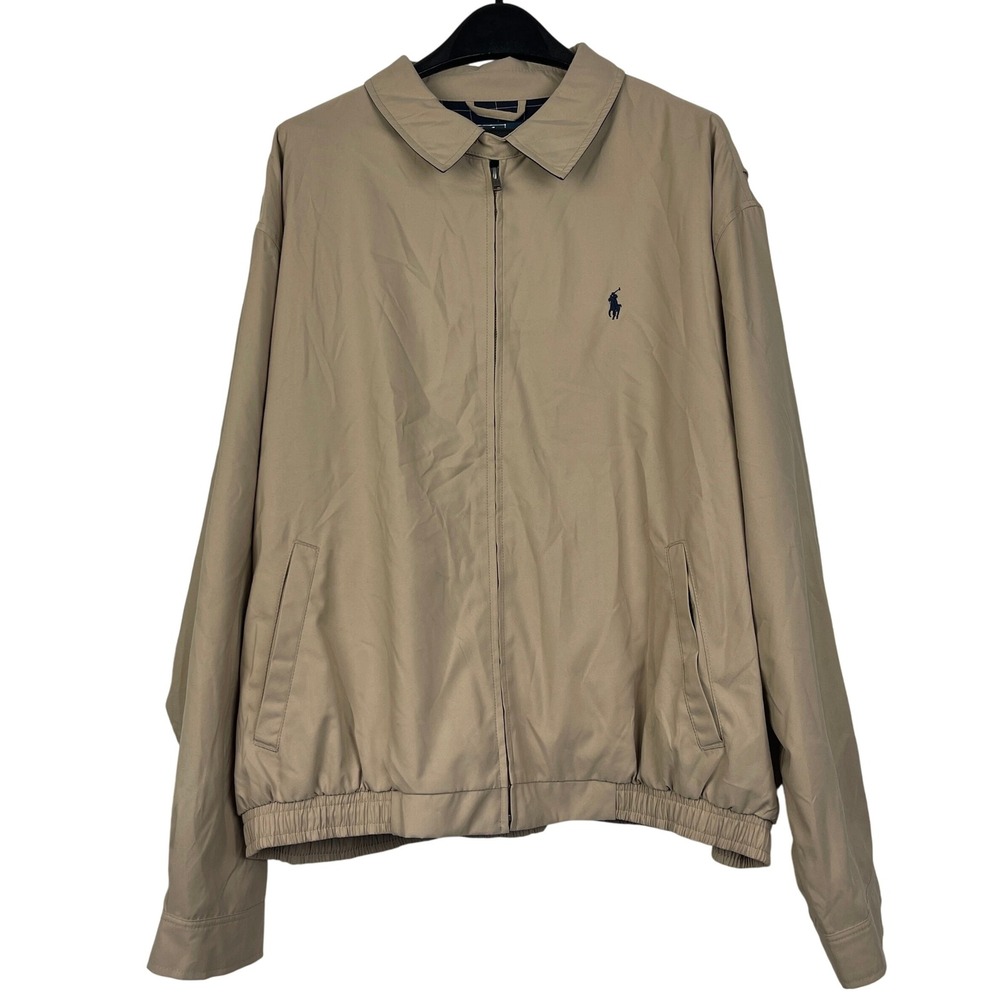 VTG Polo Ralph Lauren Bi-Swing Jacket Mens XXL Plaid Cotton Lined Beige Full Zip